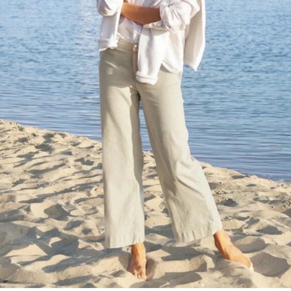 Frank & Eileen Wide-Leg Linen Pant High Rise Crop Stretch Cement Minimalist-10